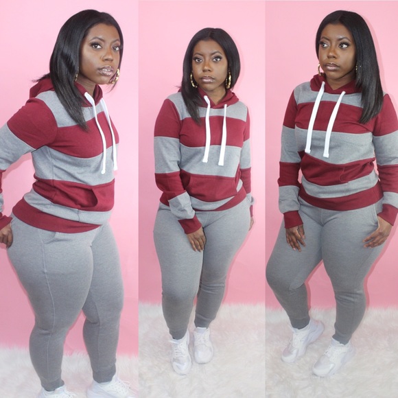 Other - 🚨PRICE IS FIRM🚨Burgundy and Gray Sweatsuit